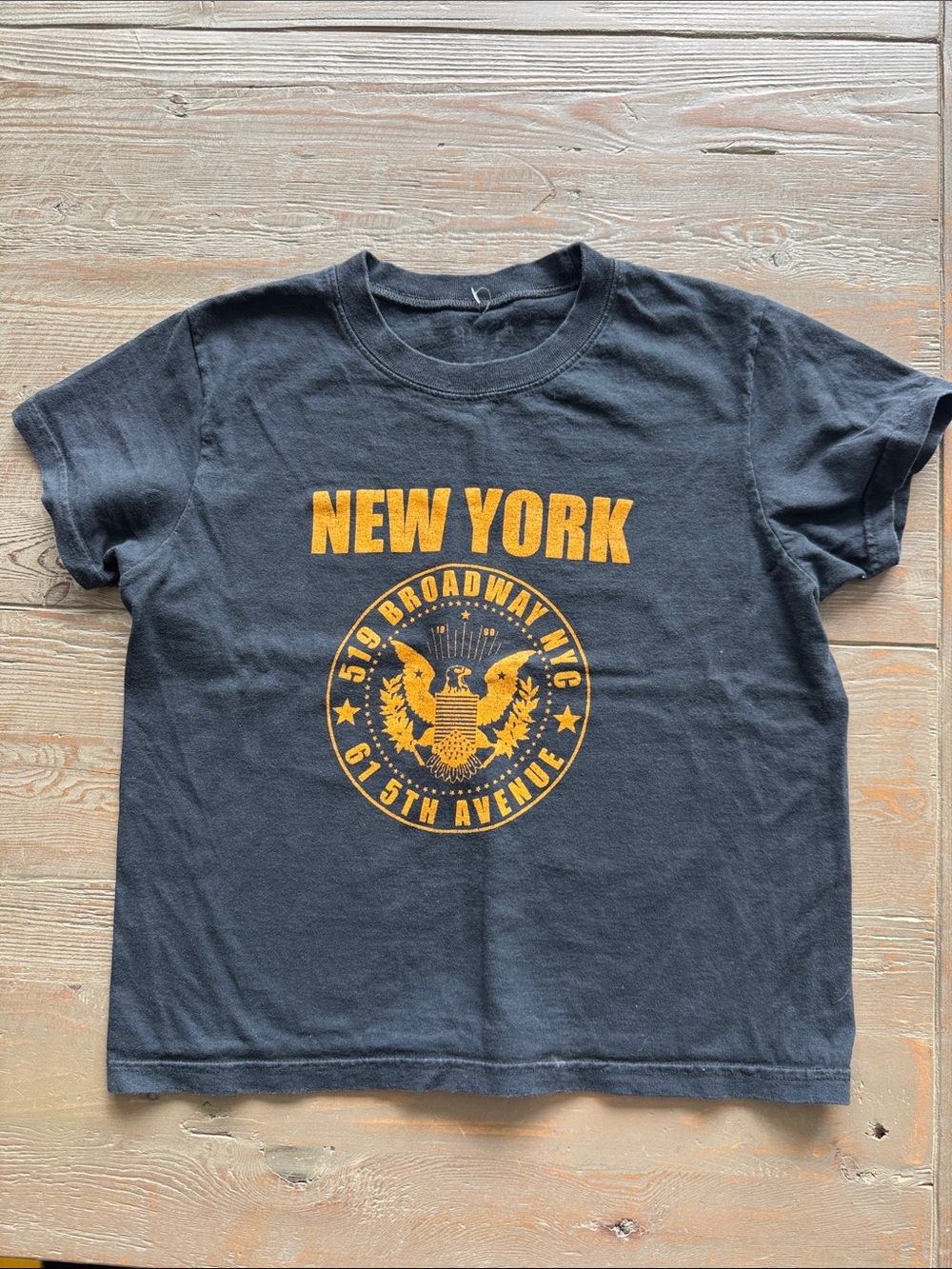 Brandy Melville Black Tee with Yellow New York Graphic